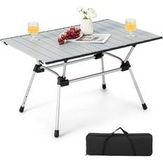 Costway Camping Tables Costway Folding Heavy-Duty Aluminum Camping Table with Carrying Bag-Silver