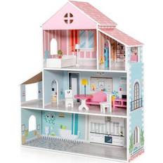 Costway Dolls & Doll Houses Costway 3-Tier Toddler Doll House with Furniture Gift for Age over 3