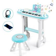 Costway Musical Toys Costway 37-key Kids Electronic Piano Keyboard Playset-Blue