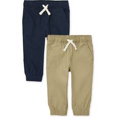The Children's Place Baby's Stretch Pull On Jogger Pants 2-pack - Flax/New Navy