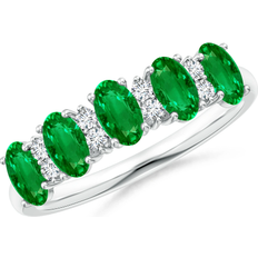 Angara Five Wedding Ring 1.11ct - White Gold/Emerald/Diamonds
