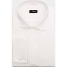 Zegna Men's Formal Piquet Evening Shirt WHITE SOLID 15.5 US