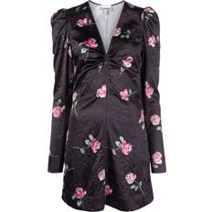 Ganni floral-print minidress women Recycled Polyester/Spandex/Elastane Black