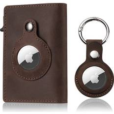 Wallets & Key Holders Tooka Airtag Wallet & Keyholder Fashion Genuine Leather Wallet Key Case Protected Cover for Airtags Holder Multifunctional Wallet with Apple AirTag Case Cover Men RFID Blocking Brown