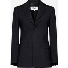 MM6 Maison Margiela Pinstriped wool-blend single-breasted blazer Black