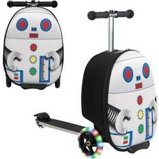Costway Kick Scooters Costway Hardshell Ride-on Suitcase Scooter with LED Flashing Wheels-White