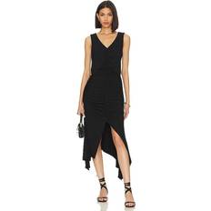 krisa High Low Ruched Dress in Black. also in L, S, XS Black