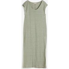 H&M Kleid aus Leinenjersey Helles Khakigrün, Alltagskleider in Größe XXL. Farbe: Light khaki green