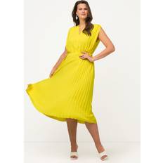 Plissering Kjoler Ulla Popken Sleeveless Pleat Detail Chiffon Dress yellow