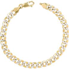 Nuragold Cuban Chain Curb Bracelet - Gold/Diamonds
