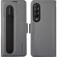 Mobile Phone Accessories KEZiHOME Samsung Galaxy Z Fold 3 Wallet Case with S Pen Holder, PU Leather [RFID Blocking] Card Slots Kickstand Shockproof Flip Phone Cover Case Compatible with Galaxy Z Fold 3 5G 2021 Gray