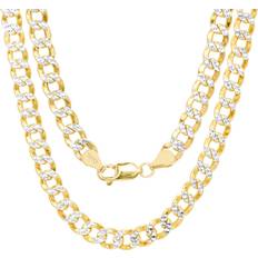 Nuragold Curb Cuban Chain Necklace 7mm - Gold/Silver