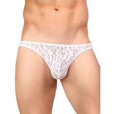 Men Panties Stretch Lace Bong Thong White Large/X-Large White