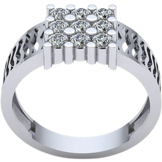 JewelWeSell Cluster Anniversary Wedding Band Ring - White Gold/Diamonds