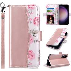 Samsung Galaxy S23 Wallet Cases ULAK Compatible with Galaxy S23 5G Wallet Case, Samsung S23 Wallet Case for Women Girls, PU Leather Flip Case with Card Holders Kickstand Shockproof TPU Inner Phone Cover 6.1 Inch 2023 Rose Gold