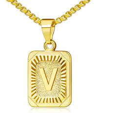 JSJOY Initial A-Z Letter Pendant Necklace - Gold
