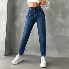 Rot Jeans Shein Ripped Mom Fit Jeans