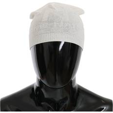 Costume National Beanie White Wool Blend Branded Hat