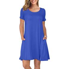 KORSIS Women's Summer Casual T Shirt Dresses Swing Dress Royal Blue