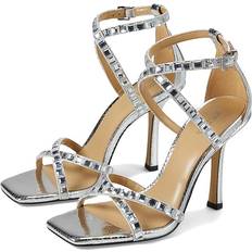 Michael Kors Heels & Pumps Michael Kors Celia Strappy Sandal Silver Women's Shoes Silver