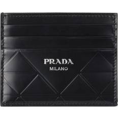Prada Wallets & Key Holders Prada Embossed Brushed Leather Card Holder - F0002 NERO