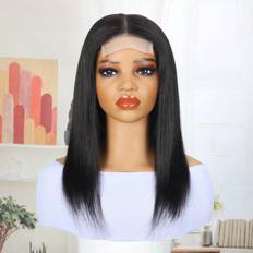 Echthaar Perücken Shein Transparent Lace Straight 4X4 Lace Closure Wigs 180% Density 14 1B