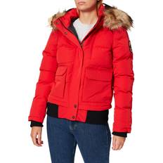 Superdry Women's Everest Hooded Puffer Bomber Jacket Red