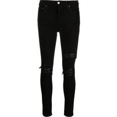 Amiri Women Jeans Amiri MX1 leather-trimmed distressed skinny jeans women Elastomultiester/Cotton/Elastane 25 Black