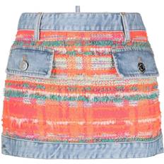 DSquared2 Skirts DSquared2 tweed-detail denim mini skirt women Polyester/Polyamide/Cotton/Virgin Wool/Polyester/Viscose/Cotton/Acrylic Blue