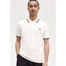 Fred Perry Herren Poloshirts Fred Perry Poloshirt Baumwolle Knopfleiste weiß