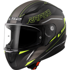 LS2 Full Face Helmets Motorcycle Helmets LS2 Integralhjelm FF353 Rapid II Rokku, Matsort/Hi-Vis Gul