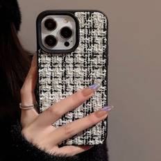 Apple iPhone 15 Pro Mobile Phone Cases Shein Plaid Velvet Fabric Phone Case