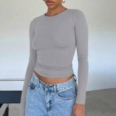 Shein Solid Ruched Slim Tee