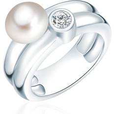 Valero Pearls Freshwater Cultured Ring - Silver/Pearl/Transparent