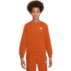 S Sweatshirts Children's Clothing Nike Kids' Sportswear Club Fleece Crewneck Sweatshirt Campfire Orange/White