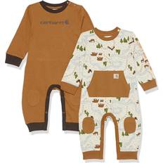 Jumpsuits Children's Clothing Carhartt Baby Boys' Long-Sleeve Footless Jumpsuit Onesie Two-Pack, Sand, Months