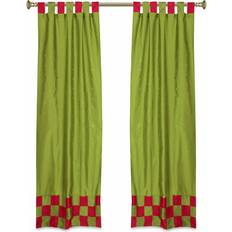 Checkered Curtains & Accessories 2 Lined Eclectic Olive Indian Check