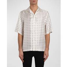 Amiri Men Shirts Amiri Men's Mixed Monogram Silk Camp Shirt WHITE