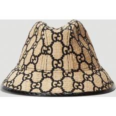 Gucci Hats Gucci Women Woven-Straw Bucket Hat In Beige