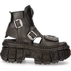 New Rock Shoes New Rock Unisex Black VEGAN Leather Boot Sandals-BIOS106-V3