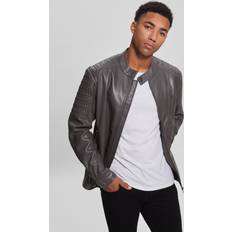 Guess Jackets Guess Faux-leather Biker Jacket Gray