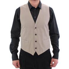Silk Vests Dolce & Gabbana Beige Silk Blend Dress Formal Vest Men's Gilet