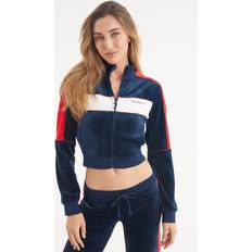 Juicy Couture Outerwear Juicy Couture Cropped Colorblock Velour Track Jacket