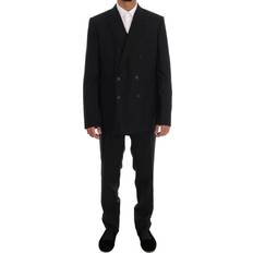XL Dresser Dolce & Gabbana Black Wool Breasted Slim Fit Suit IT54