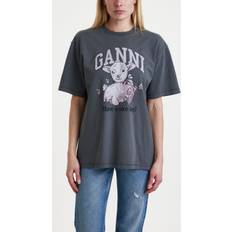 Ganni Oberteile Ganni Future Heavy Jersey Lamb Short Sleeve T-shirt T-Shirt Volcanic Ash