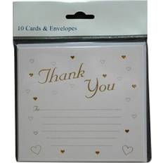 NPK Wedding Thank You Cards and Envelopes with Foil Hearts Pack of 10 White/Multicolour/Gold