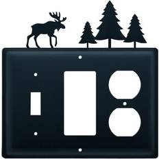 Ethernet, Data & Phone Outlets Village Wrought Iron 1 Switch and 1 GFI Duplex Outlet Cover with Metal Moose Tree Accent Black
