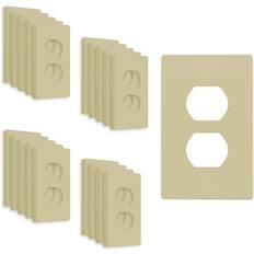 Ethernet, Data & Phone Outlets Enerlites 1-Gang Ivory Duplex Outlet Plastic Screwless Wall Plate 20-Pack
