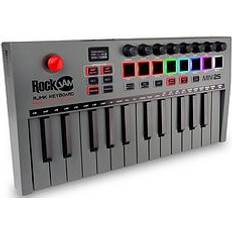 Rockjam Keyboard Instruments Rockjam 25 Key Usb And Bluetooth Midi Keyboard Controller With 8 Backlit Drum Pads Grey