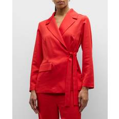 Red - Women Blazers Misook Notched-Lapel Side-Tie Wrap Blazer Sunset Red